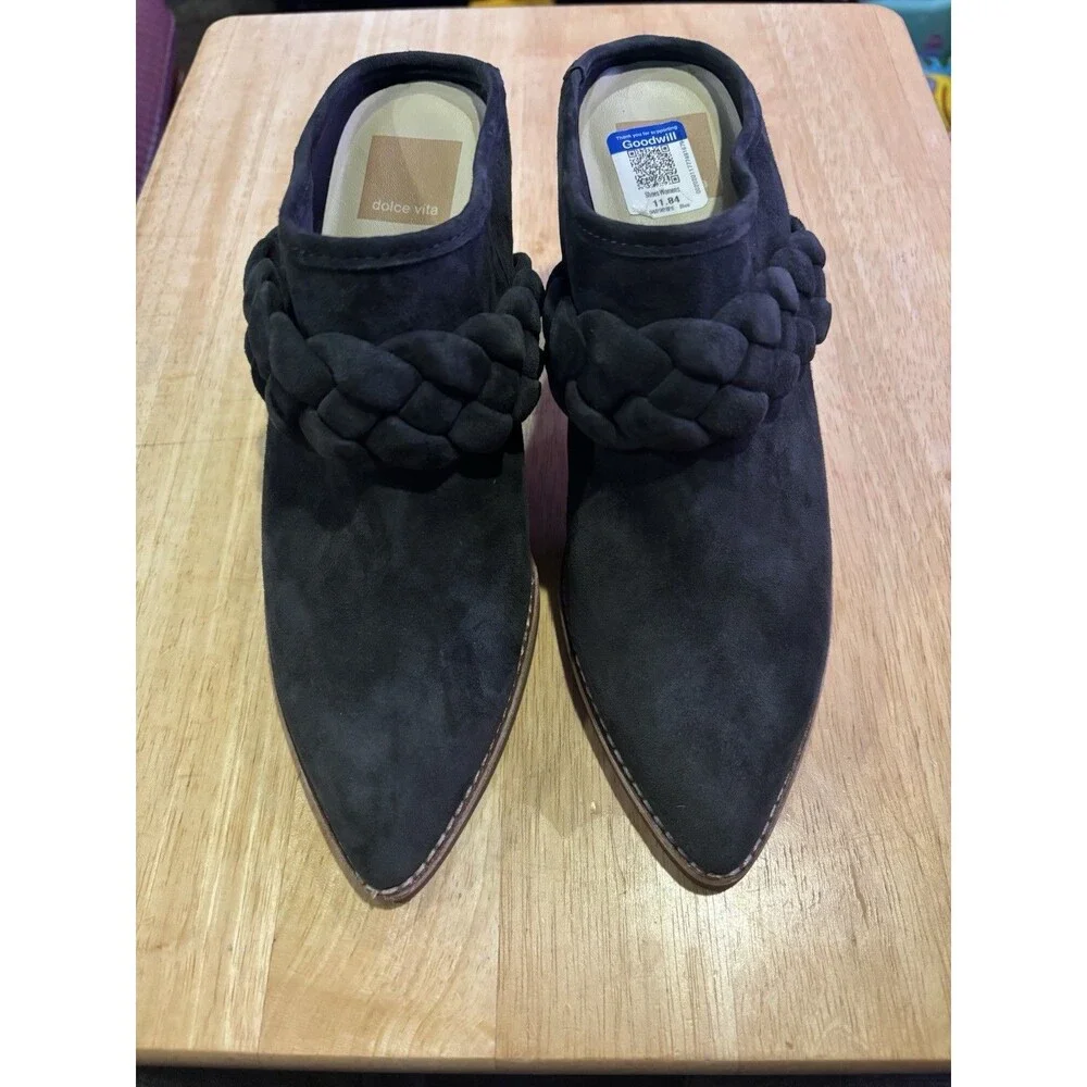 Dolce Vita Serla Braided Suede Heeled Mules/ Boot  Womens Open Back